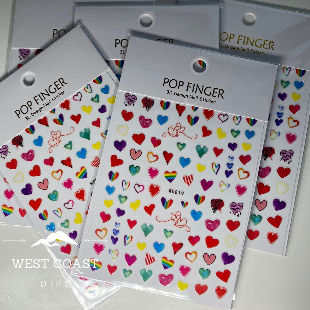 Rainbow Heart Nail Stickers